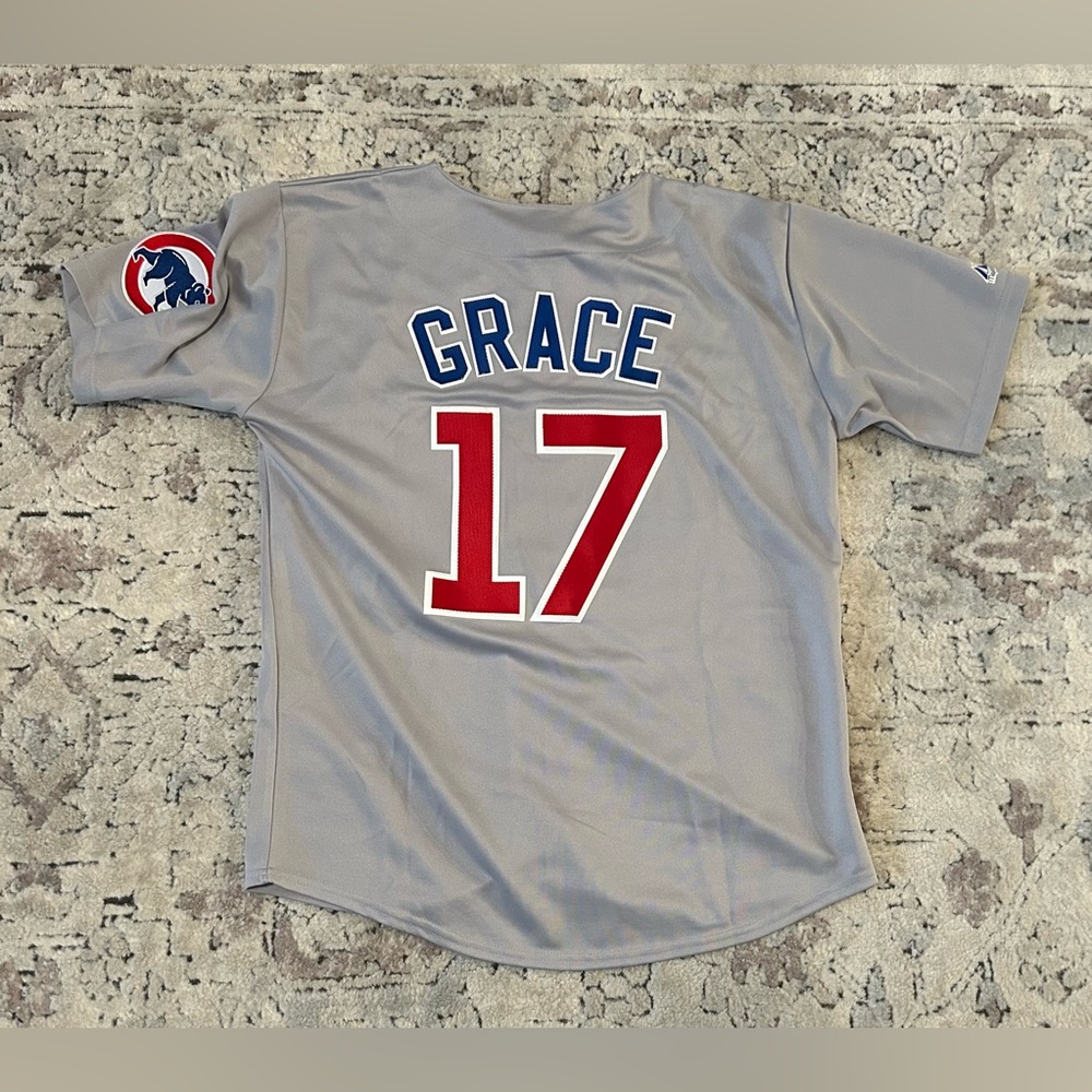 Majestic Authentic Chicago Cubs Mark Grace #17 Gray Baseball Jersey Men’s Sz: L - Picture 6 of 7